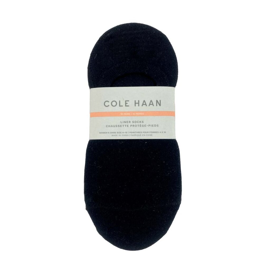 Cole Haan | Women's Black Combed Cotton Liner Socks | Size 4-10 | 10 Pairs *NEW